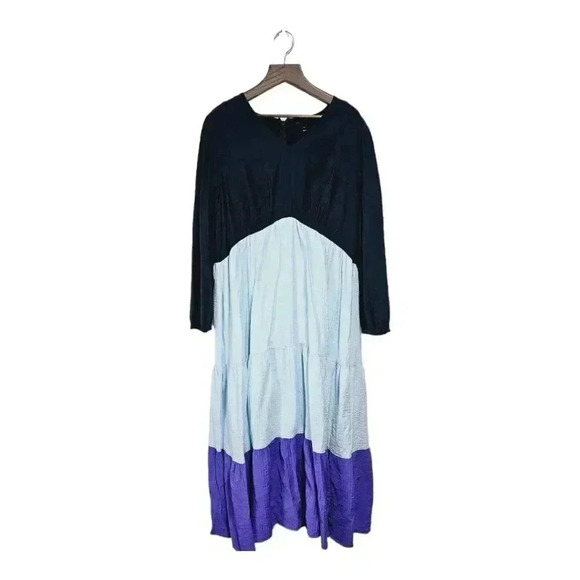 Lane Bryant 22 color block parachute tiered maxi dress - Picture 1 of 10